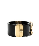 Chanel Chanel black bangle with central CC logo encrusted with large multicoloured crystals - AEC1061