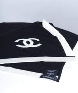 Chanel Chanel Black Cashmere Shawl with Cream Trimming