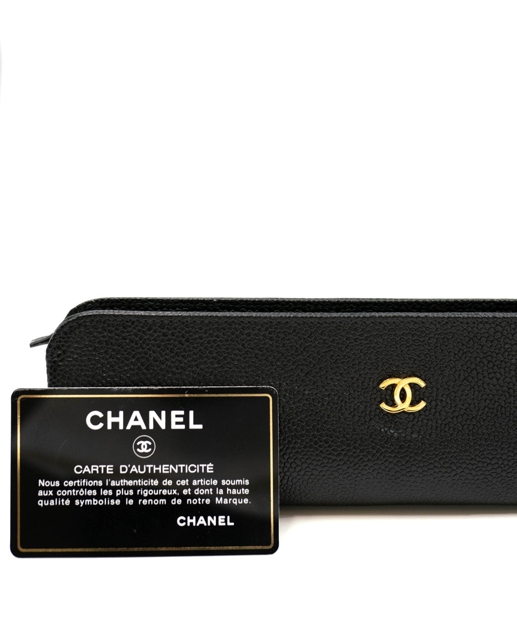 Chanel Black Caviar Pencil Case Holder - AEC1029