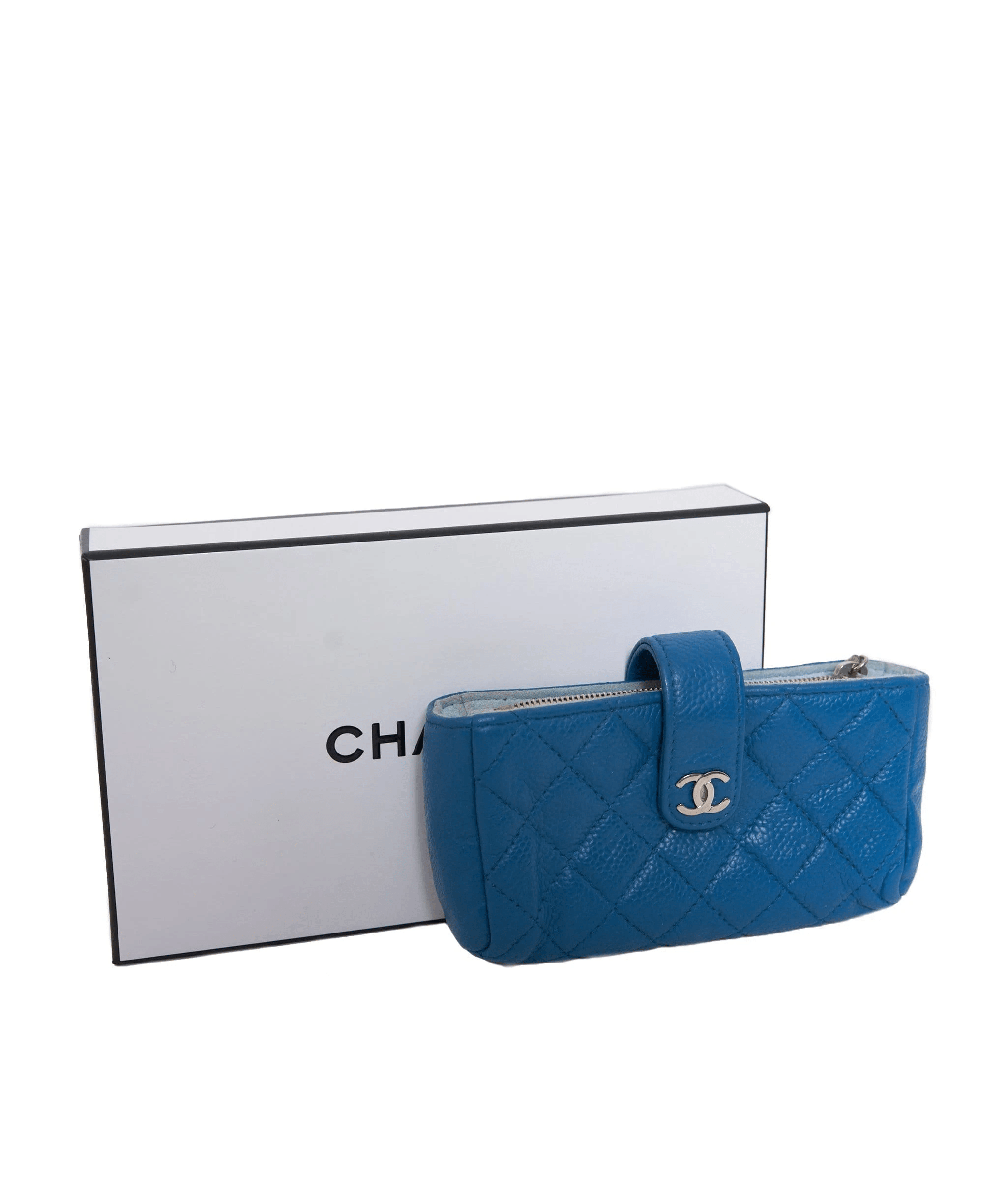 Chanel Chanel Blue Caviar Pouch PHW  AGL1124