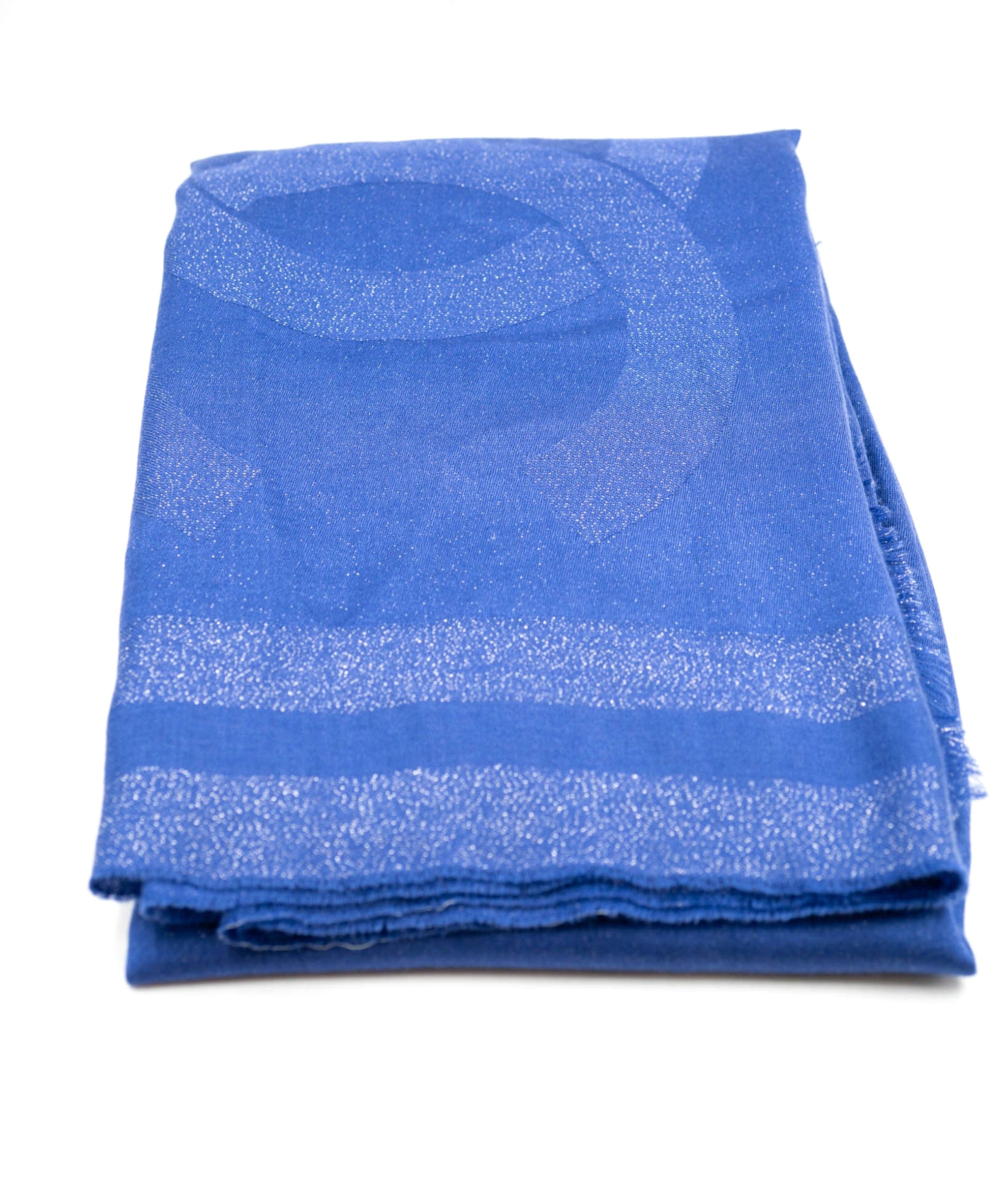 Chanel Chanel blue metallic pashmina with big CC logo AEL1073