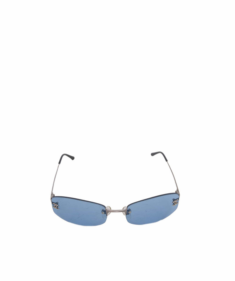 Chanel Chanel Blue Rimless Sunglasses with CC Detail - AWL1411