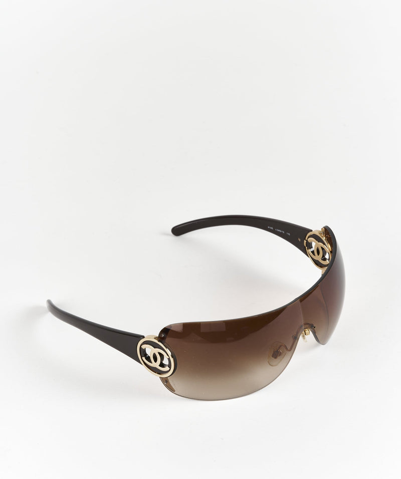 Chanel Sunglasses Brown Chunky Rectangle CC Monogram Logo 