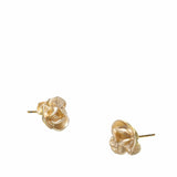 Chanel Chanel Brushed Gold Camellia Pierced Earrings - AWL1565
