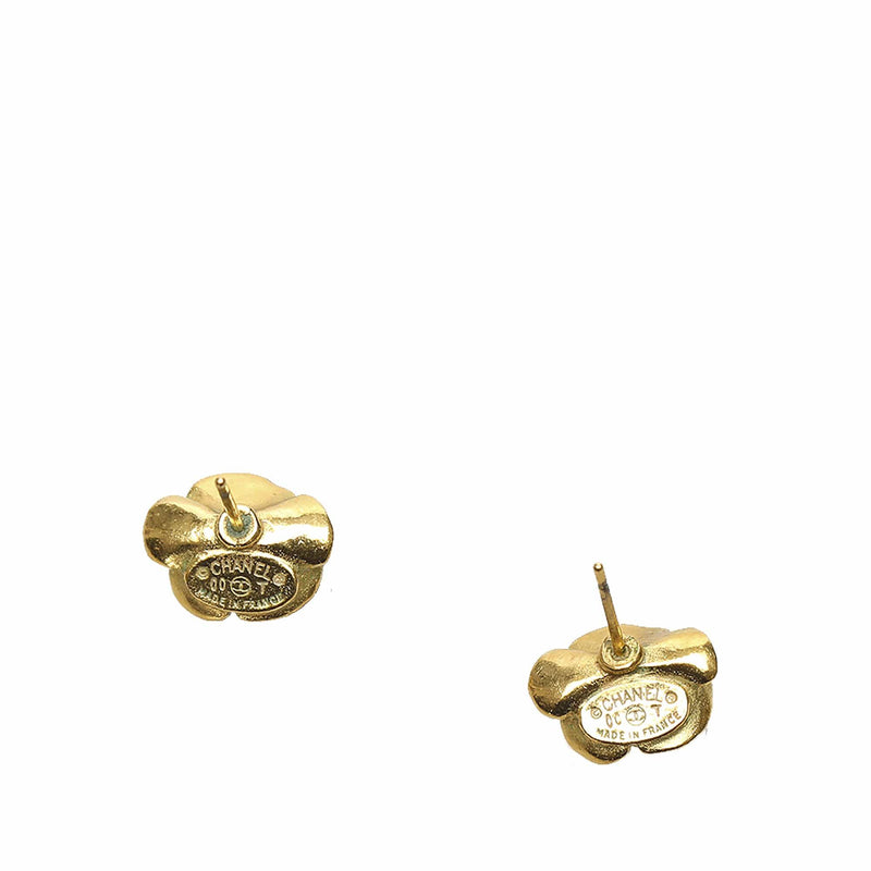 Chanel Chanel Brushed Gold Camellia Pierced Earrings - AWL1565