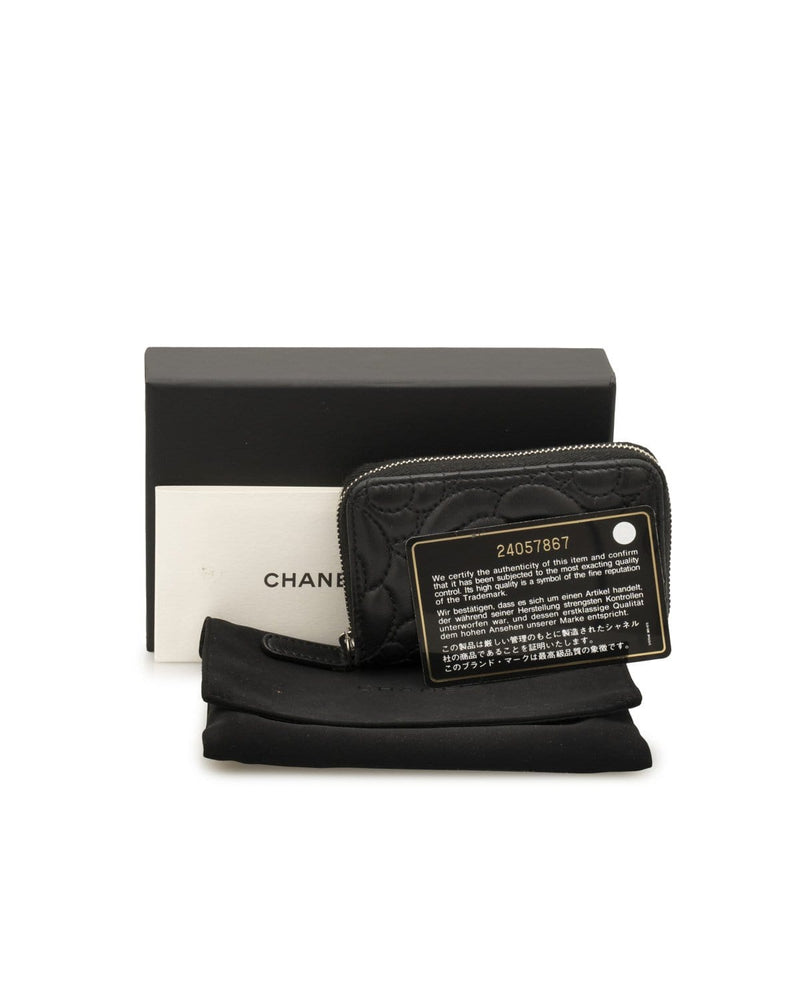 Chanel CHANEL Camellia Black Lambskin Coin Card Purse  - AWL1929