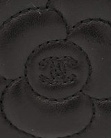 Chanel CHANEL Camellia Black Lambskin Coin Card Purse  - AWL1929
