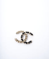 Chanel Chanel CC black and beige rope chain brooch