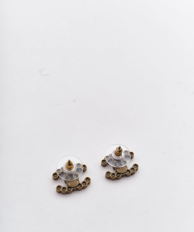 Chanel Chanel CC crystal earrings with gold bobbled hardware