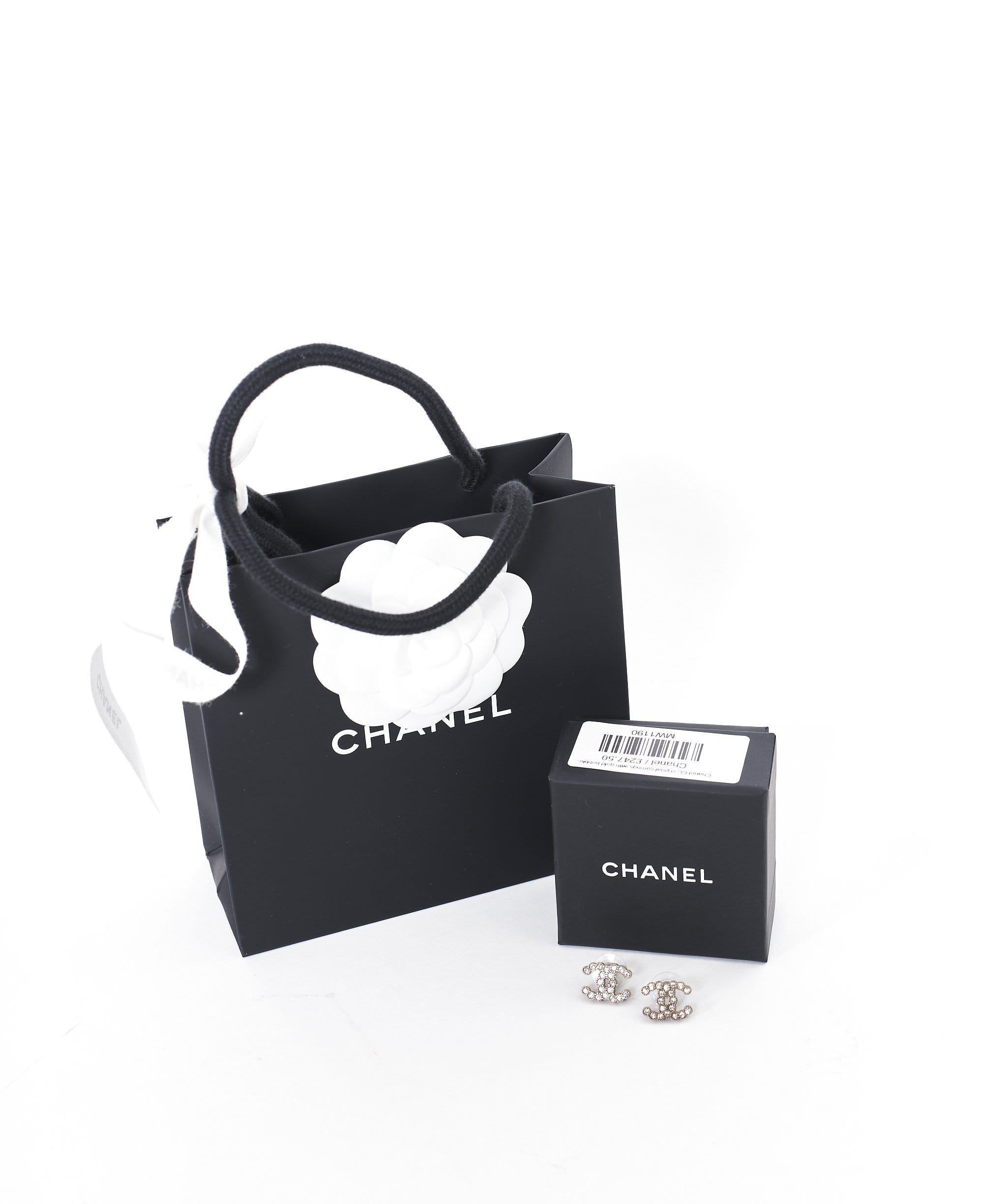 Chanel Chanel CC crystal earrings with gold bobbled hardware