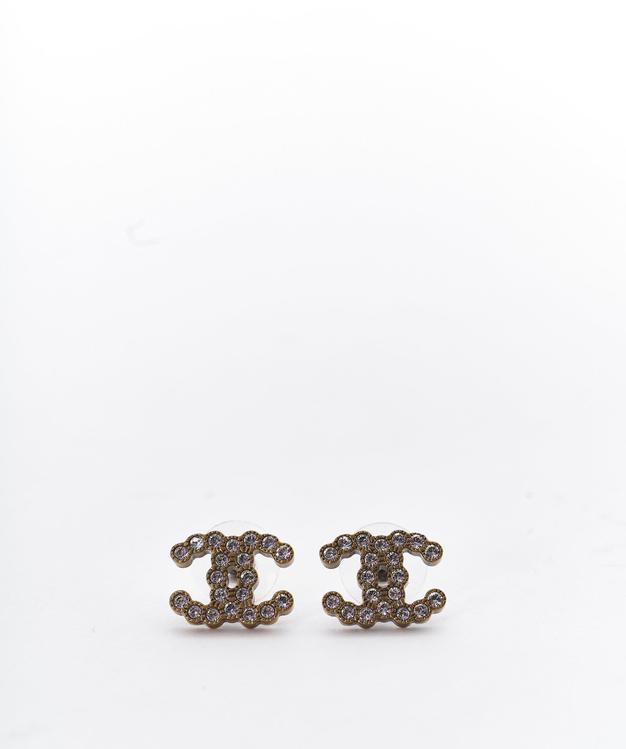 Chanel Chanel CC crystal earrings with gold bobbled hardware