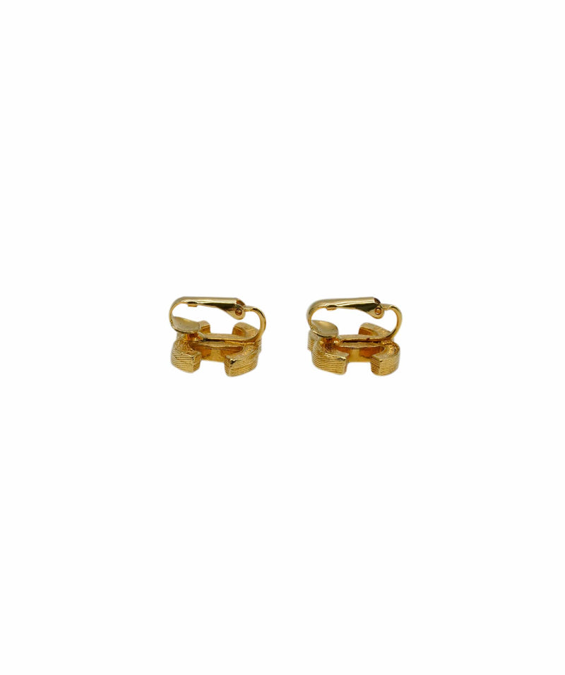 Iconic 14K YG CHANEL-Style Logo Vintage Earrings - Ruby Lane