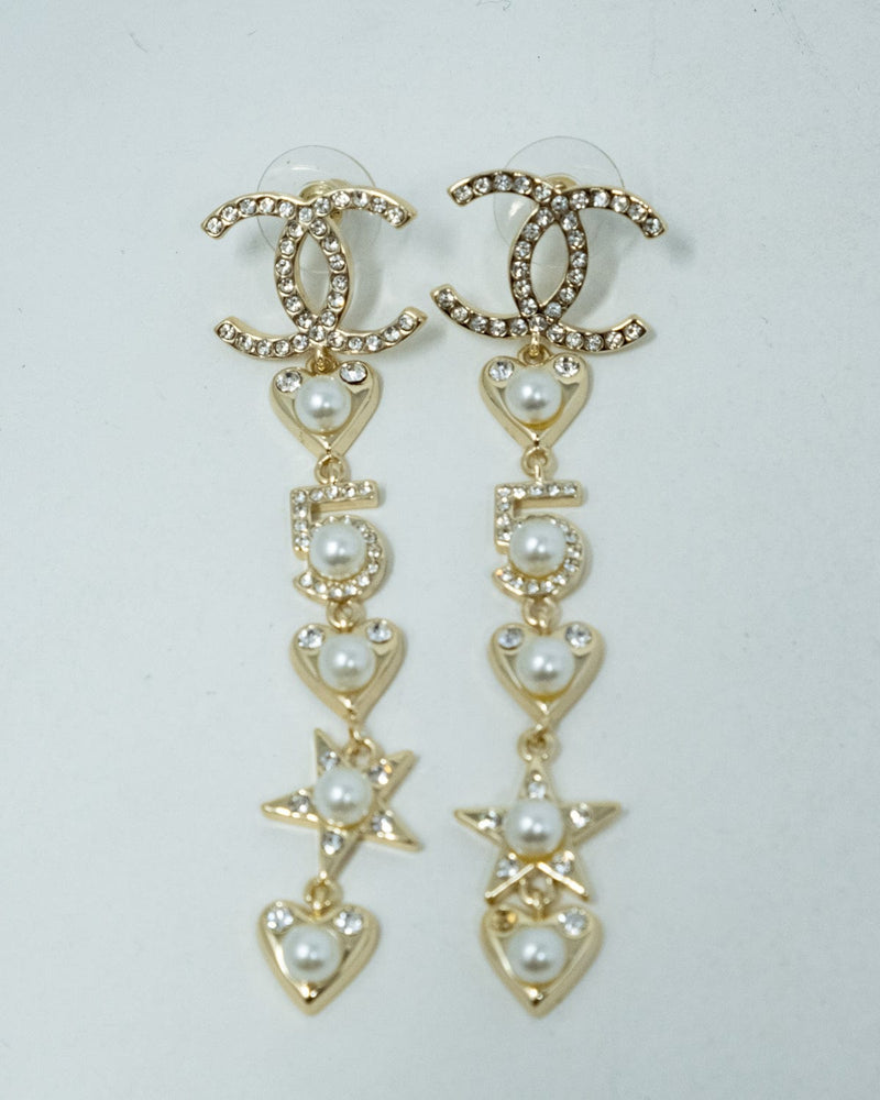 Chanel CC Diamante Loveheart Star Stud Earrings - AGL1727