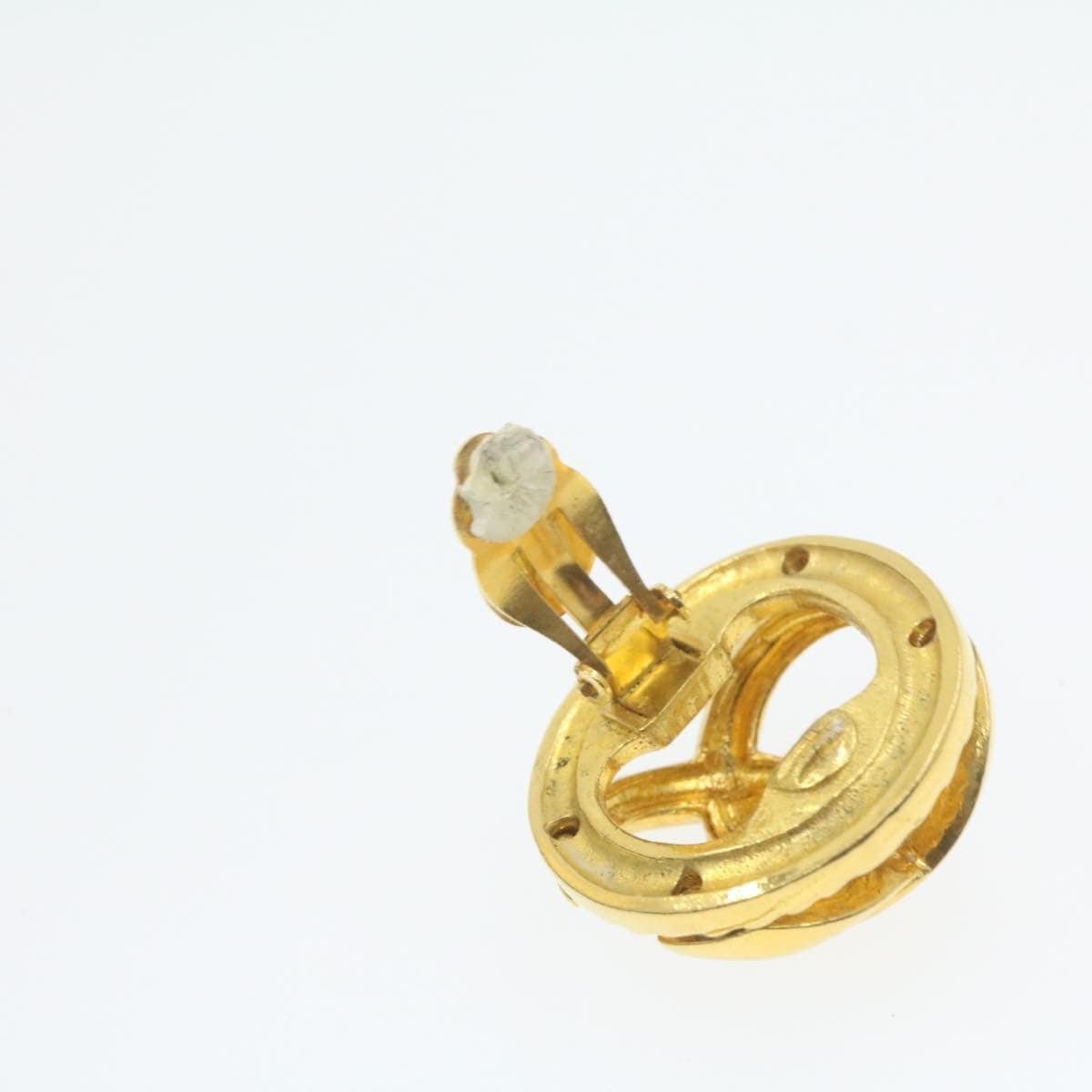 Chanel CHANEL CC Logo Clip on Earring Gold Tone Auth fm264 MW2756