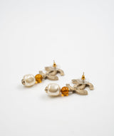 Chanel Chanel CC logo drop studs with amber and white beads - AEC1054