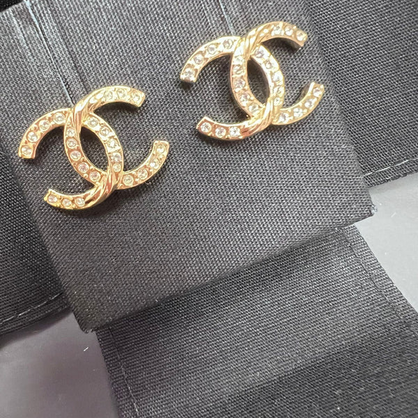 Chanel CC Twist Gold Strass Earrings (Pierced) SKL1558 – LuxuryPromise