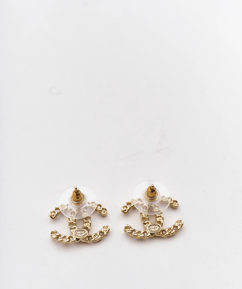 Chanel Chanel CC yellow gold and black crystal earrings