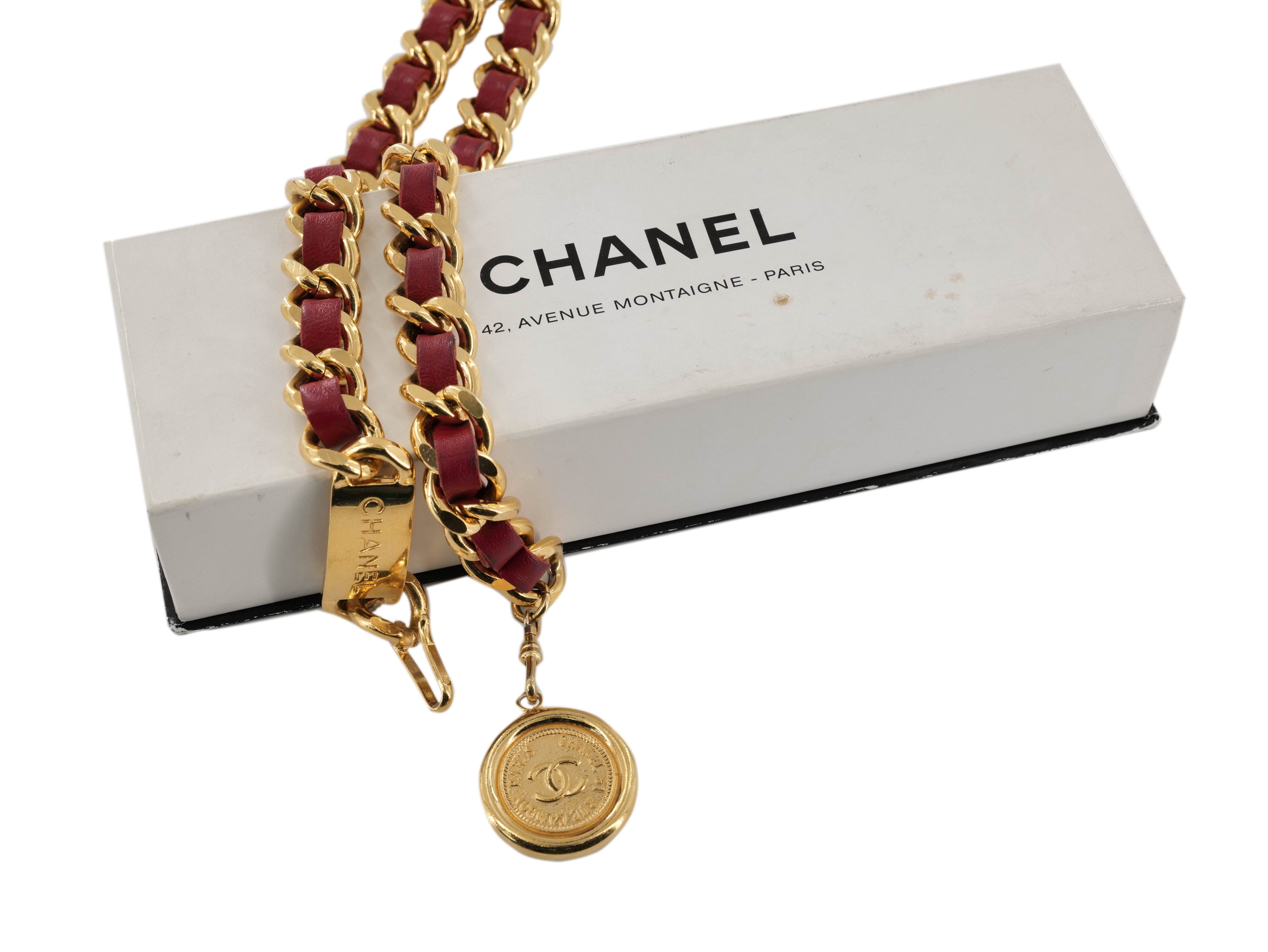 Chanel Chanel Chunky Red Woven Chain Belt ASL3280