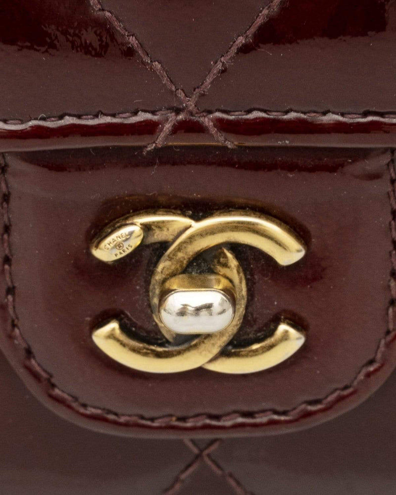 Chanel Classic Flap Wallet in Burgundy Patent Leather -AWL1944