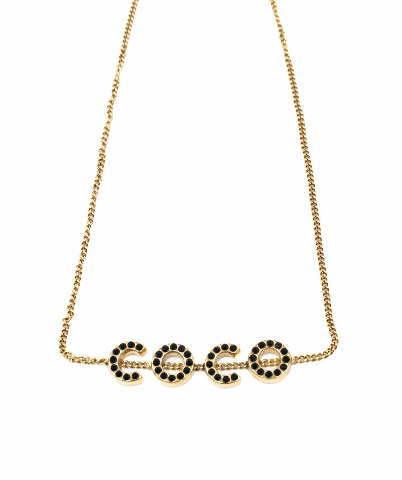 Chanel Chanel COCO Black & Gold Diamante Necklace - AGL1883