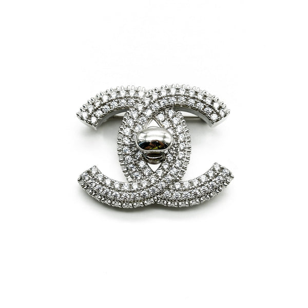 Silver and Strass CC Brooch, 2010