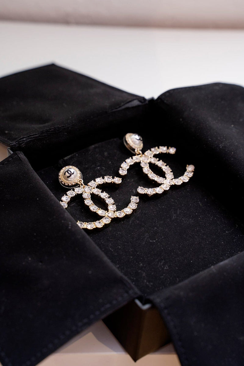 Chanel Chanel Diamante CC Gold Drop Stud Earrings - AGL1621