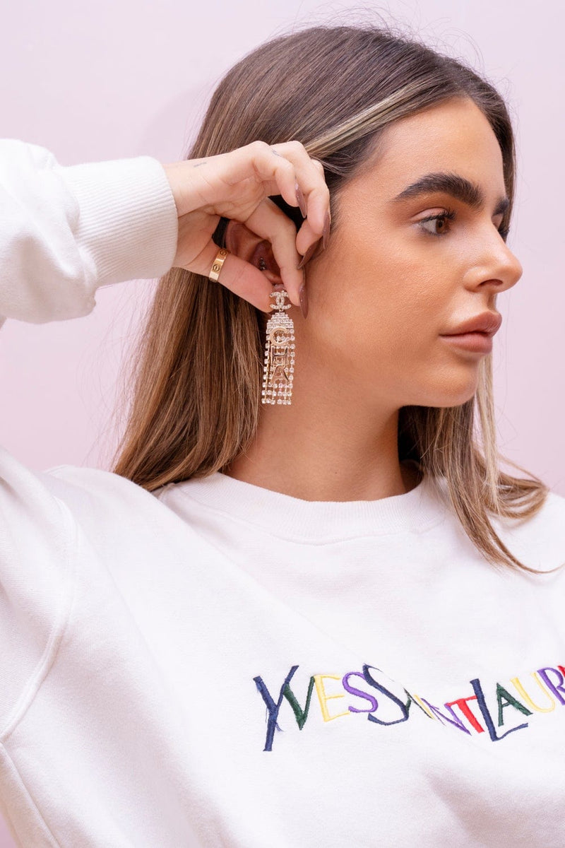Chanel Chanel Diamante Pearl Tassel Drop Earrings - AGL1625