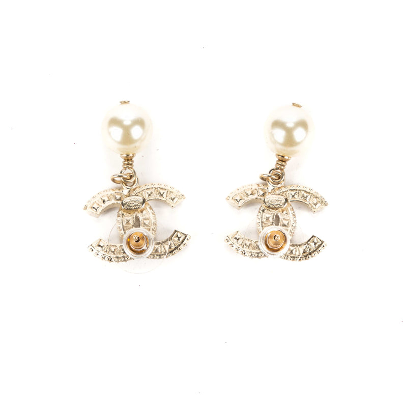 Chanel Chanel Double C Crystal with Pearl Drop Earrings - AWL1370