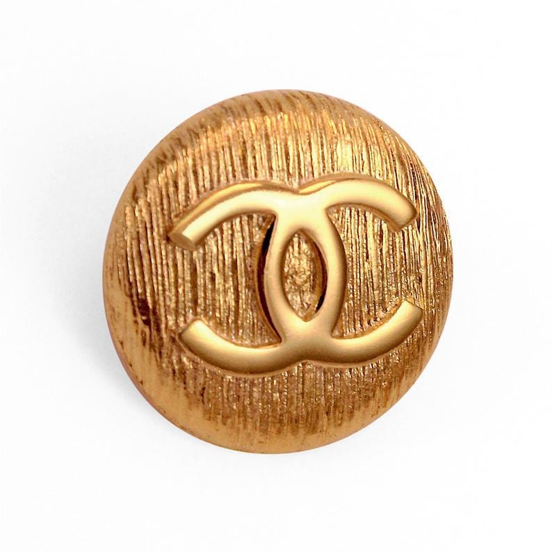 Chanel engraved CC gold button pin