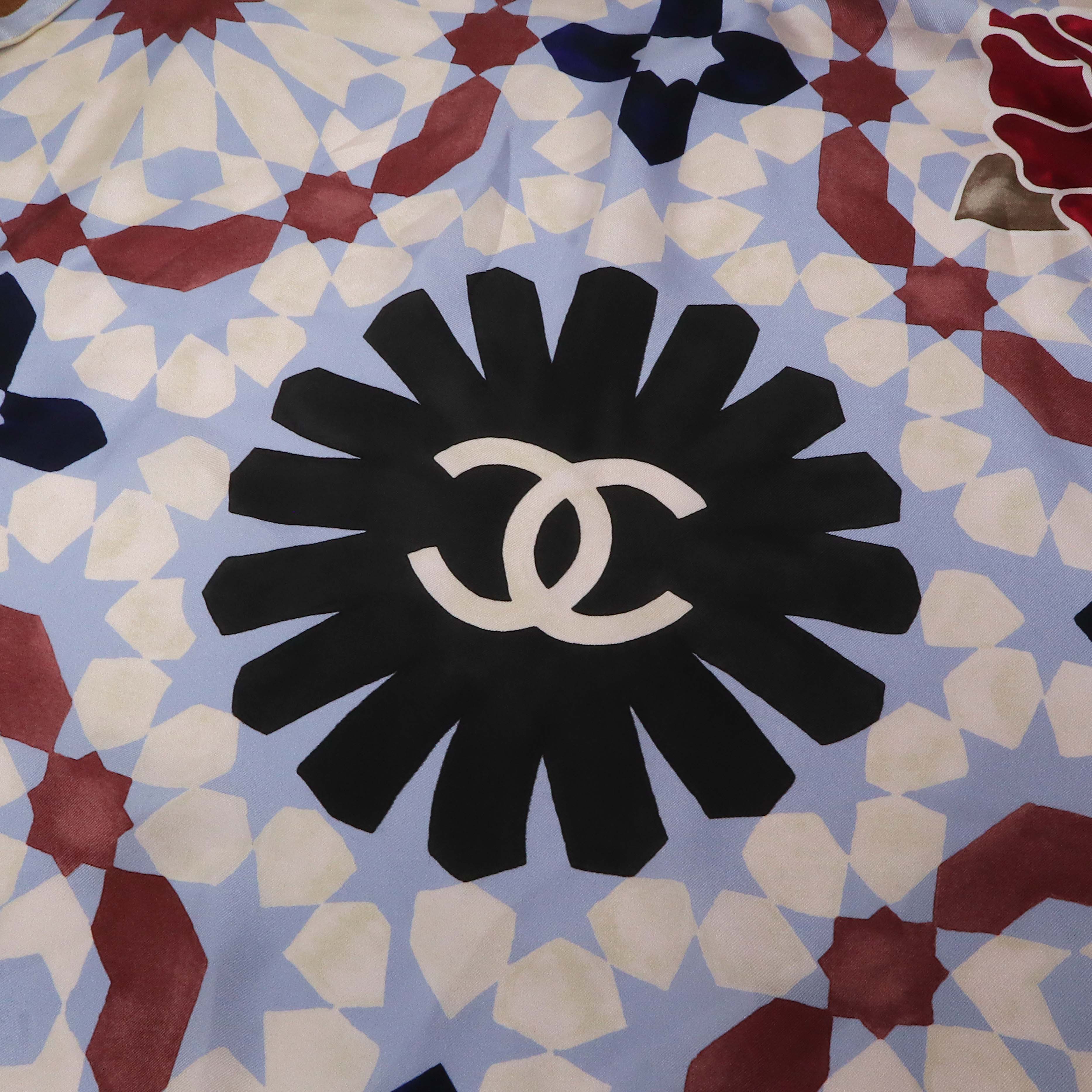 Chanel Chanel Flower Multicoloured Silk Scarf