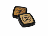 Chanel Chanel Giant Enamel Gold Compact Powder Earrings Runway ASL3293
