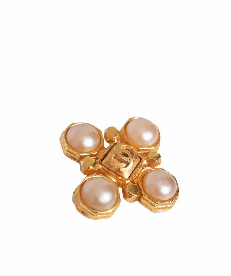 Chanel Chanel Gold and Pearl Cross Brooch - AWL1410
