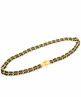 Chanel Chanel gold chain & black leather belt - AWL3878