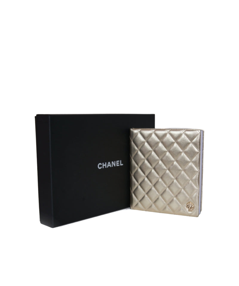 Chanel Chanel Gold Leather Quilted Notepad - AGL1266