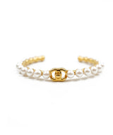 Chanel Chanel gold turnlock pearl cuff bracelet ASL5274