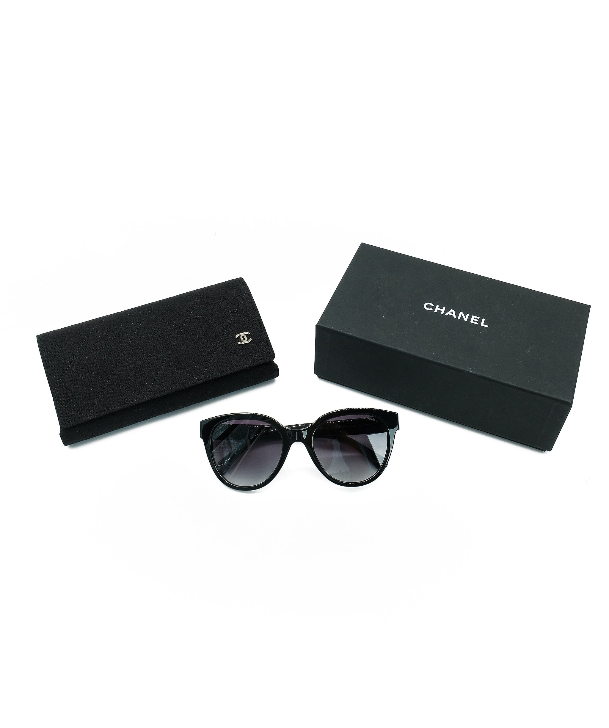 Chanel Chanel Green Logo Black Frame Sunglasses REC1348