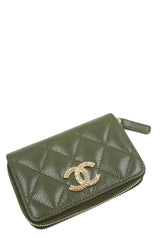 Chanel Chanel green zip coin purse ASL5290