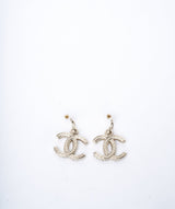 Chanel Chanel hoop with CC drop pearl and gold earrings
