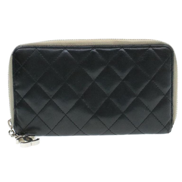 Chanel Chanel Lamb Skin Matelasse Long Wallet Black CC