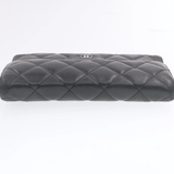 Chanel Chanel Lamb Skin Matelasse Long Wallet Black CC Auth 13203