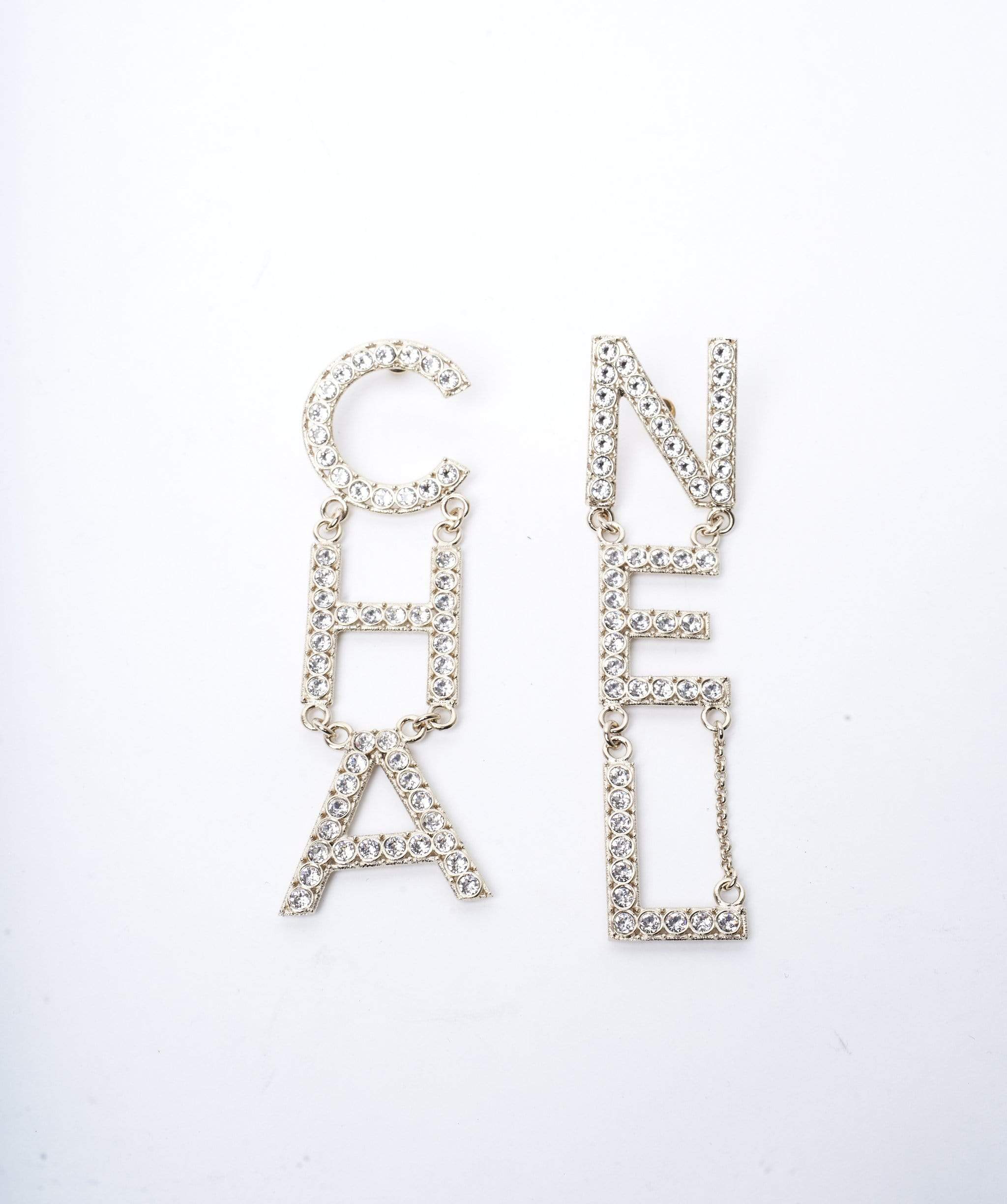 Chanel Chanel lettered drop crystal earrings