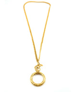 Chanel Chanel Magnifying Glass Pendant Necklace Gold Golden Brass A - AWL4065