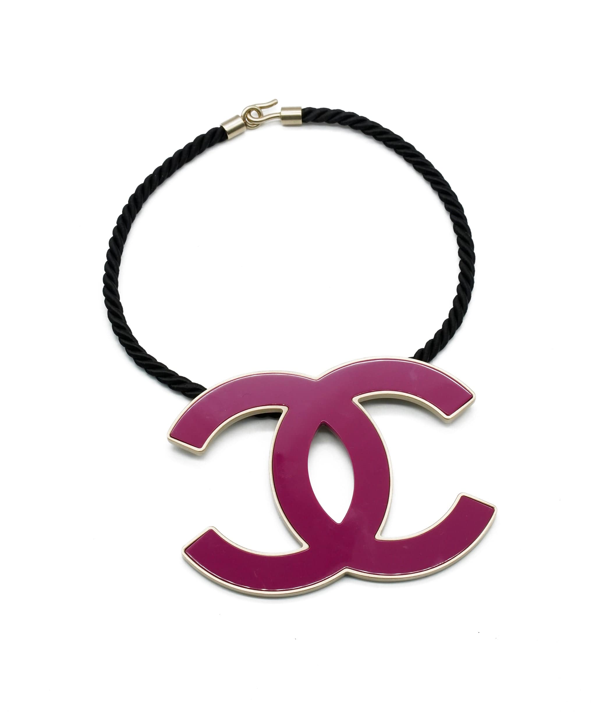 Chanel CHANEL MASSIVE RARE 2008 C FUCHSIA PINK CC LOGO choker - ASL4056