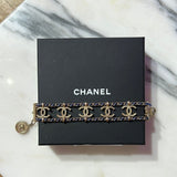 Chanel Chanel metal and navy leather CC logo bracelet, with box - AEC1058