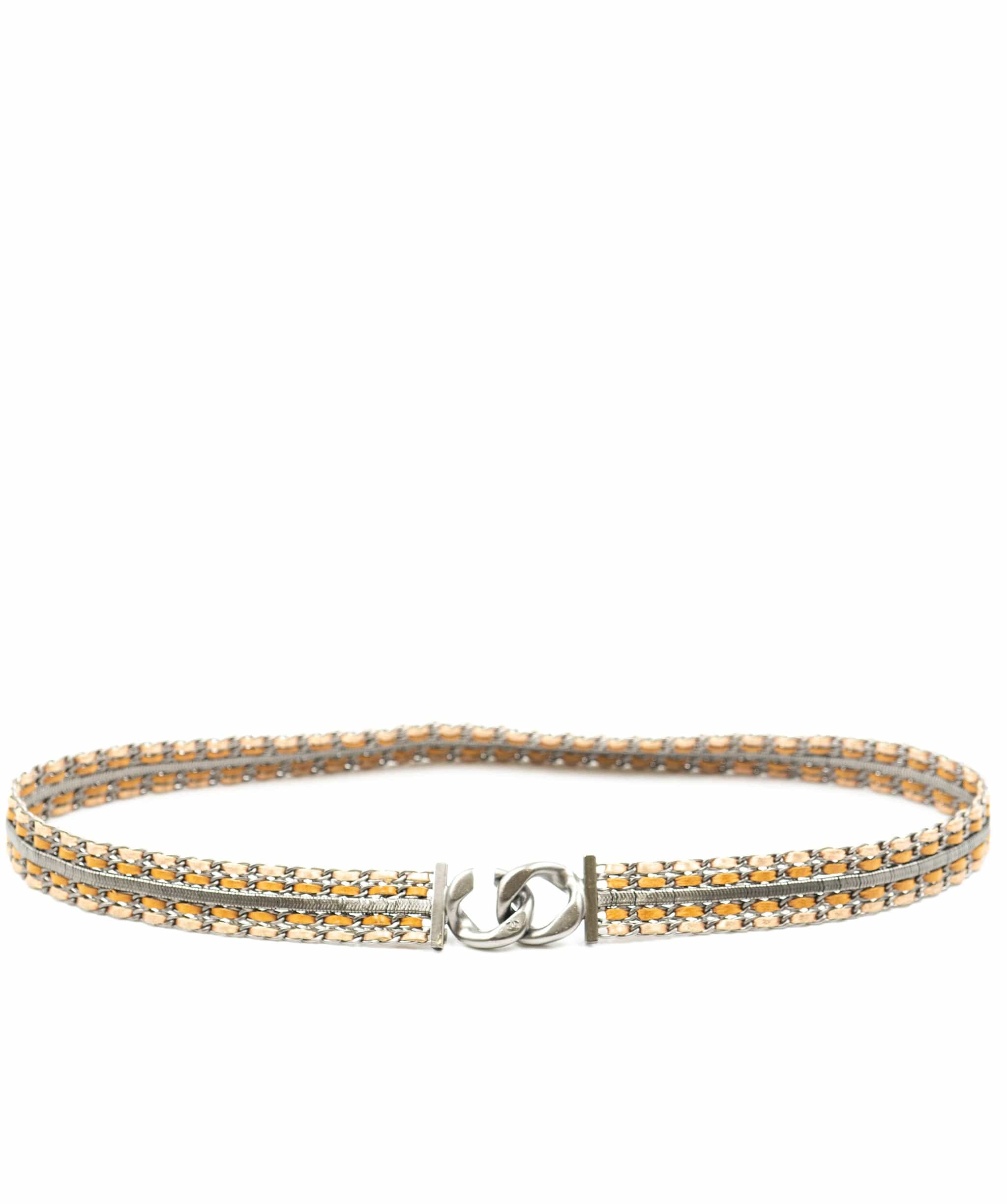 Chanel Chanel Metal Belt Silver Interwoven Leather - AWL1975