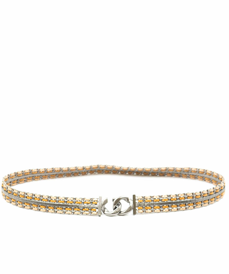 Chanel Chanel Metal Belt Silver Interwoven Leather - AWL1975