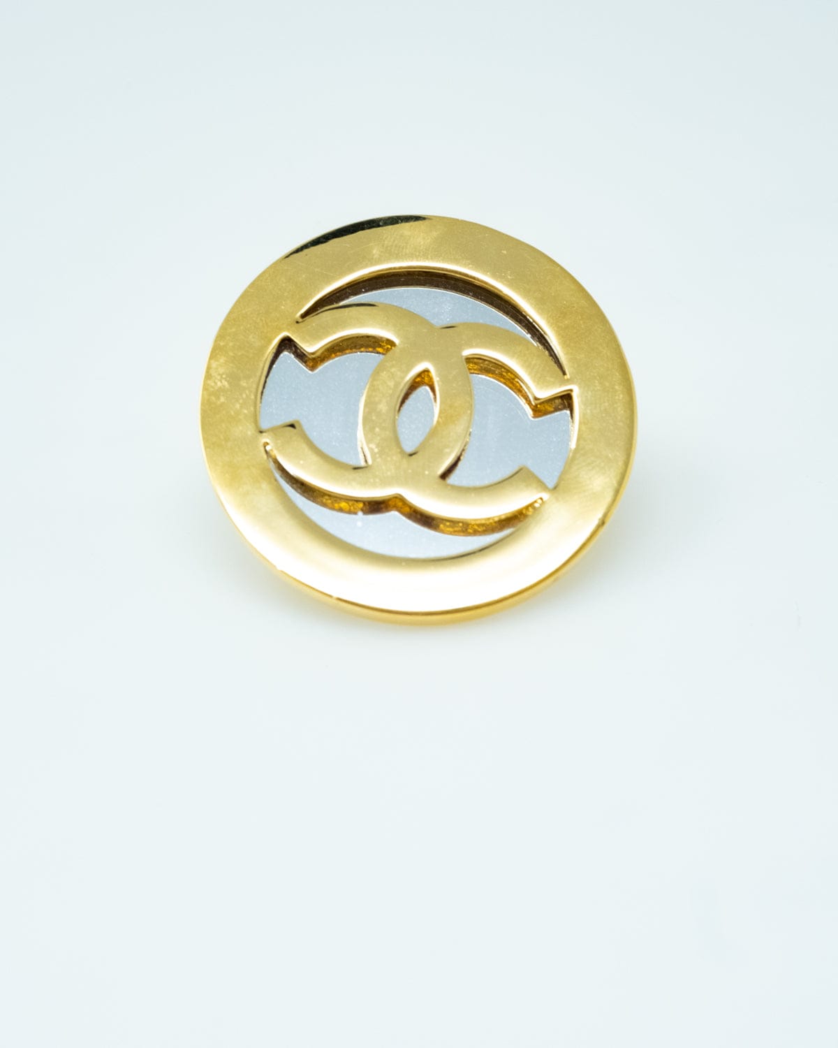 Chanel Gold Tone and Rhinestone CC Brooch, Chanel