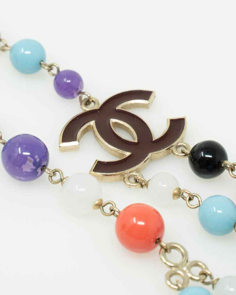 Chanel Multicolour Glass Bead Double Strand Necklace & Bracelet