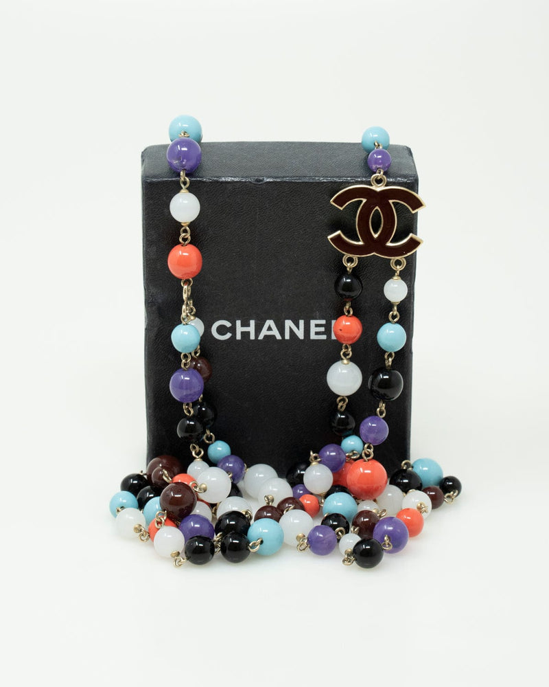 Chanel Multicolour Glass Bead Double Strand Necklace & Bracelet