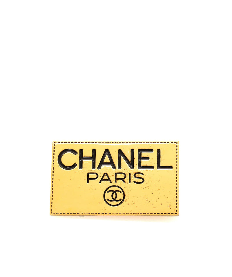 Chanel Chanel Name Tag Gold-Tone Brooch - AWL1431